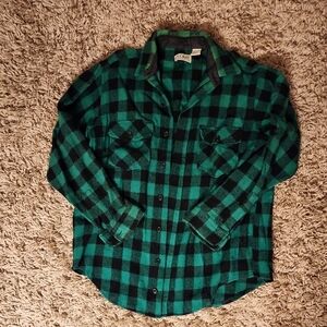 L.L. Bean Green and Black Plaid Flannel Shirt